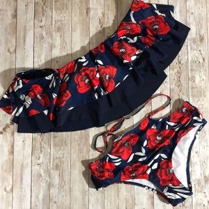 NWOT Red, White and Blue Bikini Off the shoulder